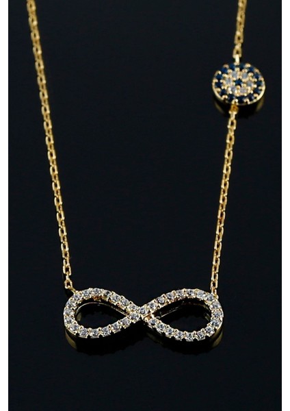 925 Ayar Gümüş Nazarlı Sonsuzluk Kolye