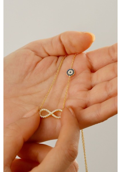 925 Ayar Gümüş Nazarlı Sonsuzluk Kolye fiyatları