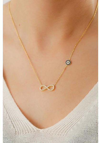 925 Ayar Gümüş Nazarlı Sonsuzluk Kolye modelleri