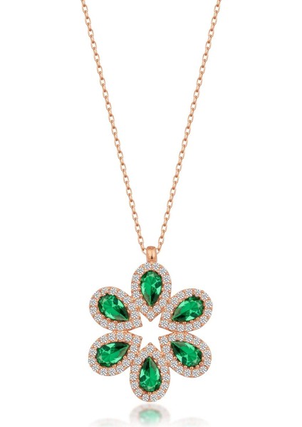 925 Ayar Gümüş Zirkon Taşlı Yonca Kolye modelleri