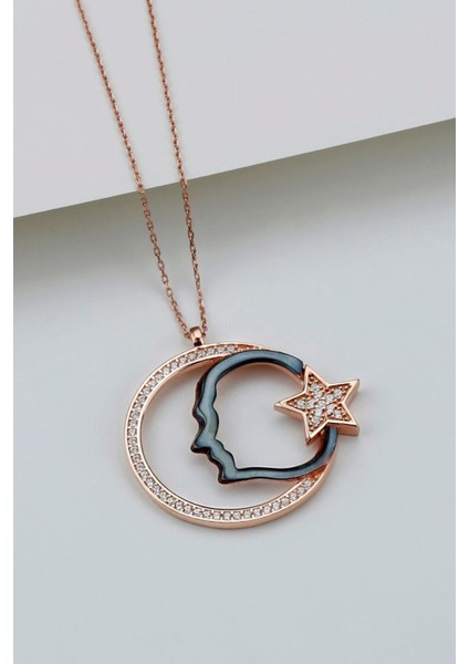 925 Ayar Gümüş Atatürk Silueti Ay Yıldız Kolye