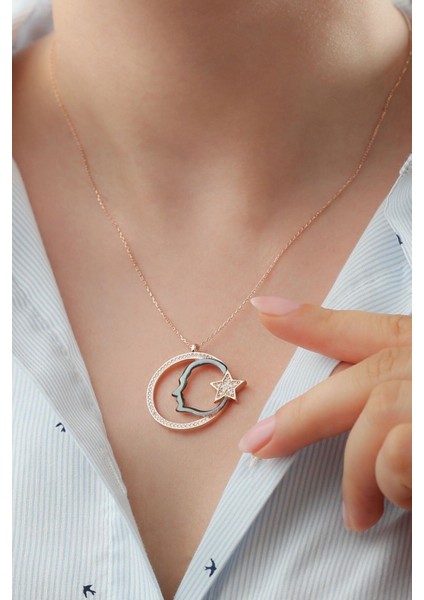 925 Ayar Gümüş Atatürk Silueti Ay Yıldız Kolye modelleri