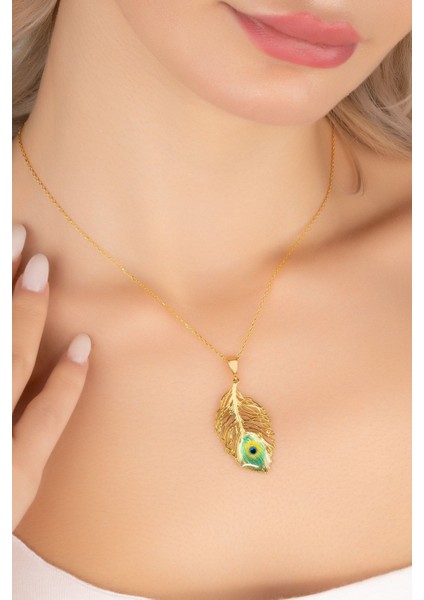 925 Ayar Gümüş Gold Tüy Kolye modelleri