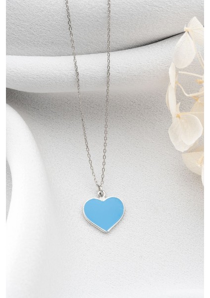 925 Ayar Gümüş Mavi Kalp Kolye modelleri