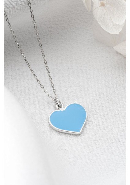 925 Ayar Gümüş Mavi Kalp Kolye fırsatları