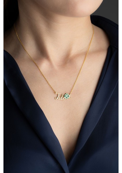 925 Ayar Gümüş Isimli Yonca Kolye