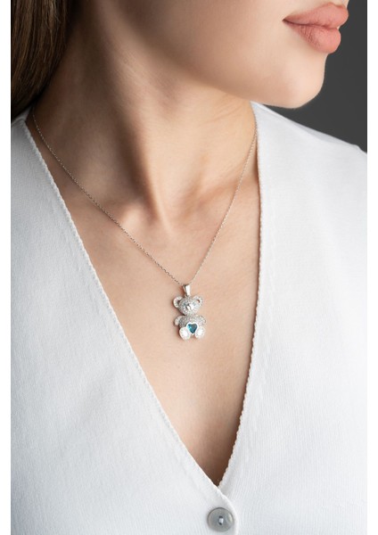 925 Ayar Gümüş Zirkon Taşlı Ayıcık Kolye