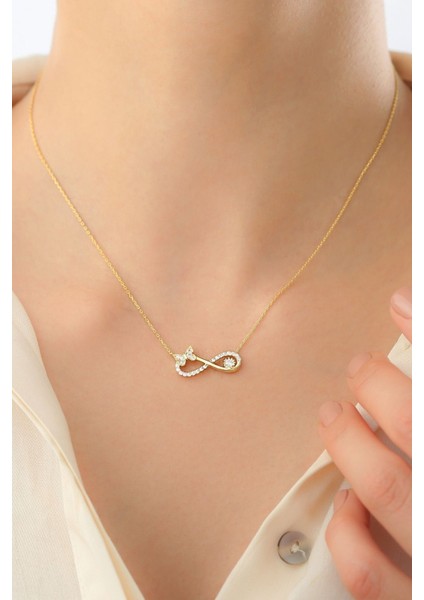 925 Ayar Gümüş Kelebekli Sonsuzluk Kolye fiyatları