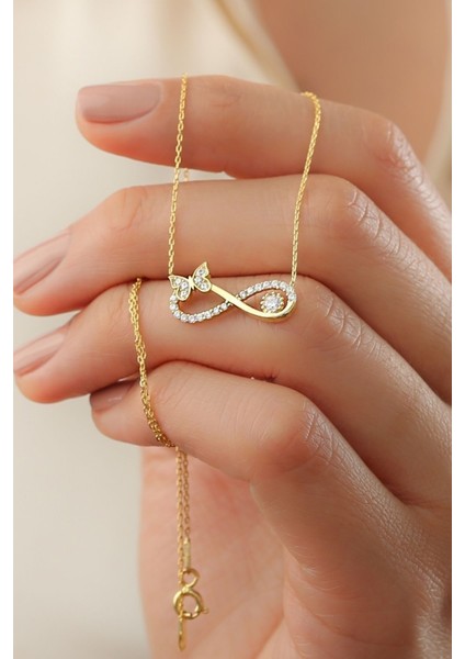 925 Ayar Gümüş Kelebekli Sonsuzluk Kolye modelleri