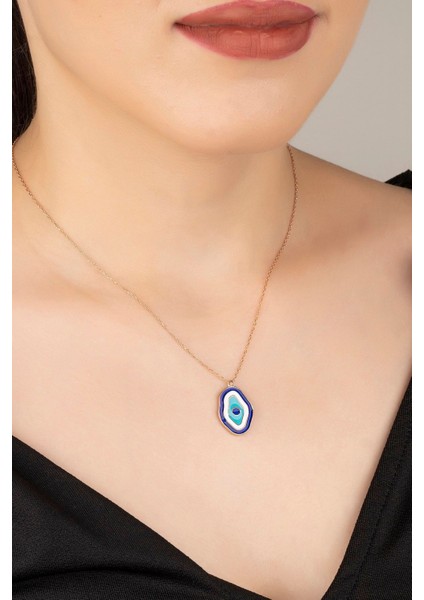 925 Ayar Rose Mineli Nazar Gümüş Kolye