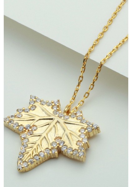 925 Ayar Gümüş Çınar Yaprağı Kolye