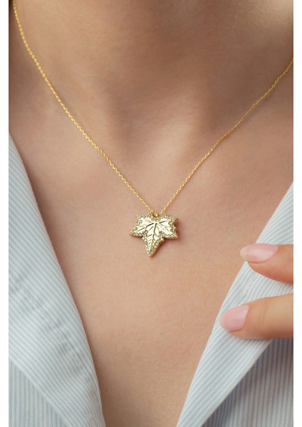 925 Ayar Gümüş Çınar Yaprağı Kolye modelleri