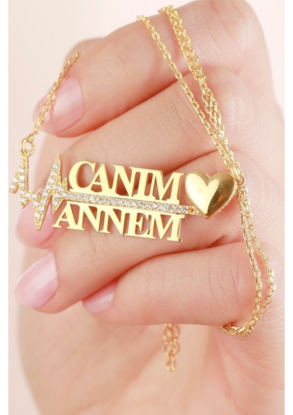 925 Ayar Gold Zirkon Taşlı Annem Gümüş Kolye fiyatları