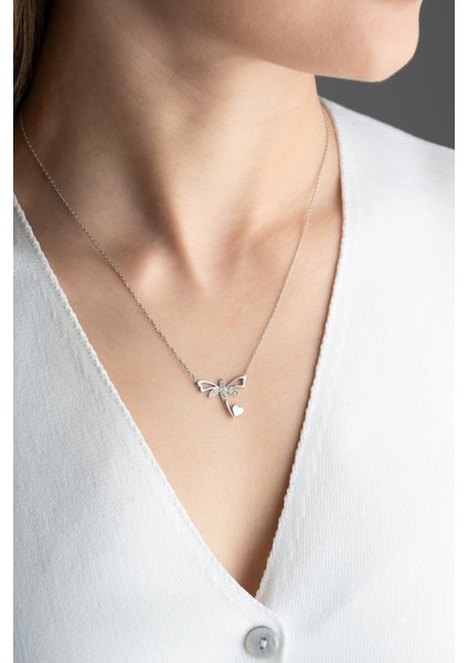 925 Ayar Gümüş Kalpli Yusufçuk Kolye