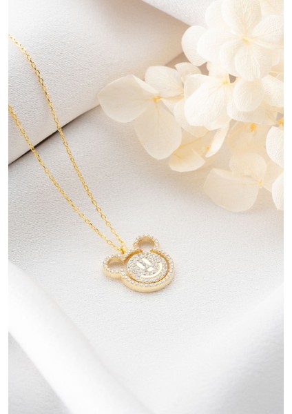 925 Ayar Gümüş Gold Gülen Yüz Kolye fırsatları