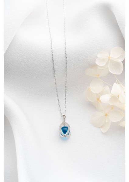 925 Ayar Gümüş Mavi Dönence Kolye fırsatları