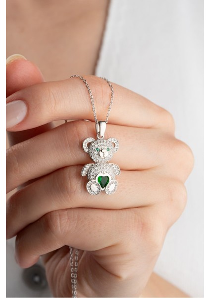 925 Ayar Gümüş Zirkon Taşlı Ayıcık Kolye fiyatları