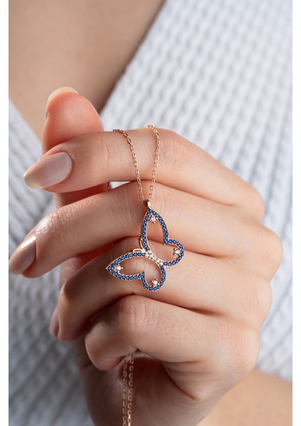 925 Ayar Gümüş Zirkon Taşlı Kelebek Kolye fiyatları