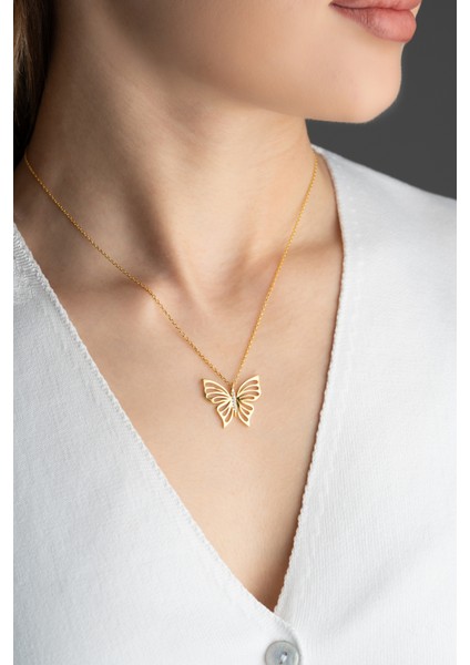 925 Ayar Gümüş Trend Kelebek Kolye