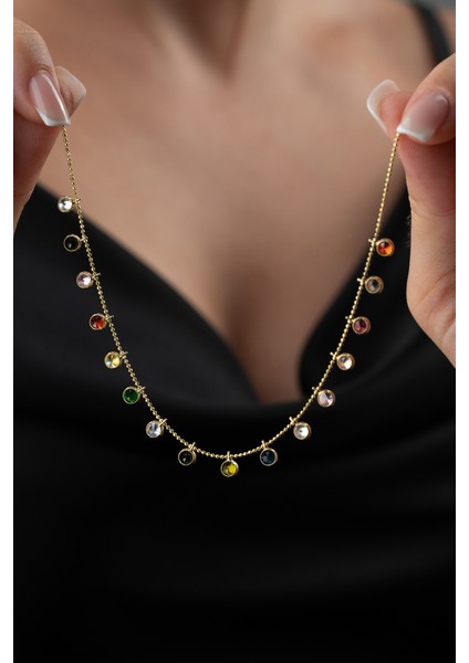 925 Ayar Gümüş Mix Taşlı Kolye