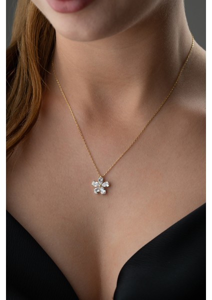 925 Ayar Gümüş Gold Nergis Çiçeği Kolye modelleri