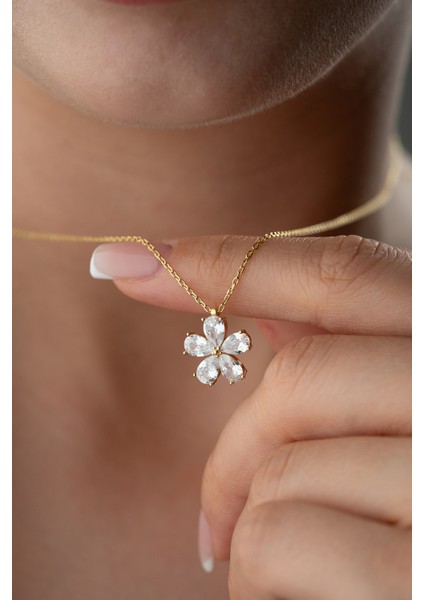 925 Ayar Gümüş Gold Nergis Çiçeği Kolye indirimleri