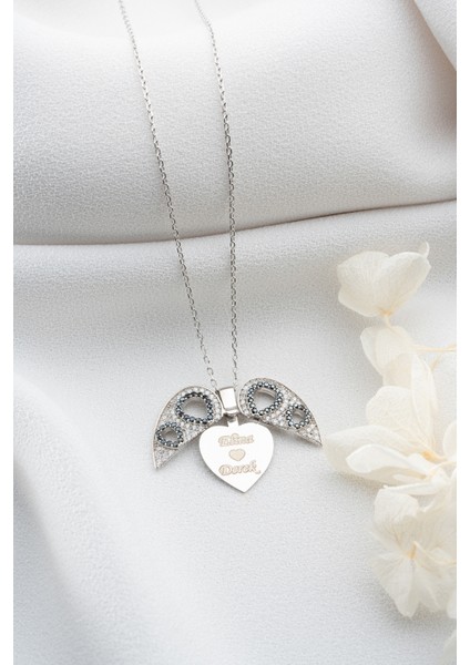 925 Ayar Gümüş Açılabilen Isimli Kalp Kolye modelleri