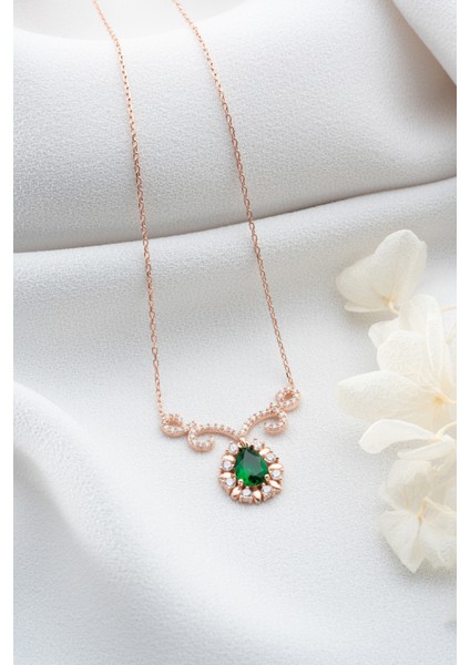 925 Ayar Gümüş Elmas Montür Damla Model Kolye modelleri