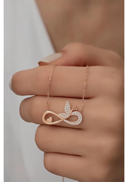 925 Ayar Gümüş Sonsuzluklu Kelebek Kolye