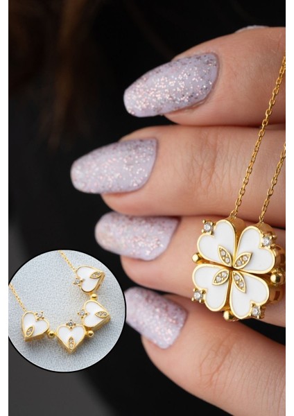 925 Ayar Gümüş Mıknatıslı Açılır Kapanır Yonca Kolye fiyatları