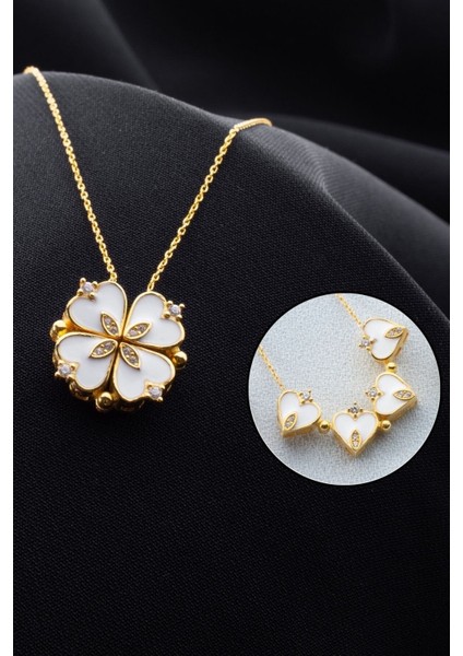 925 Ayar Gümüş Mıknatıslı Açılır Kapanır Yonca Kolye modelleri