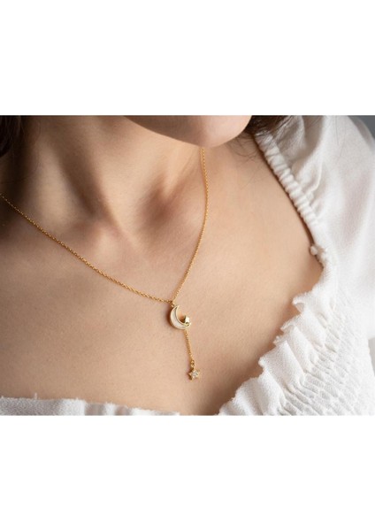 925 Ayar Gümüş Salaş Ay Yıldız Kolye