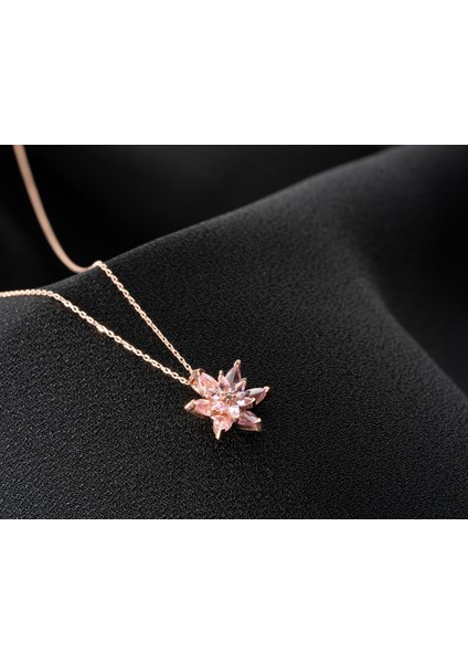 925 Ayar Gümüş Pembe Lotus Çiçeği Kolye fırsatları