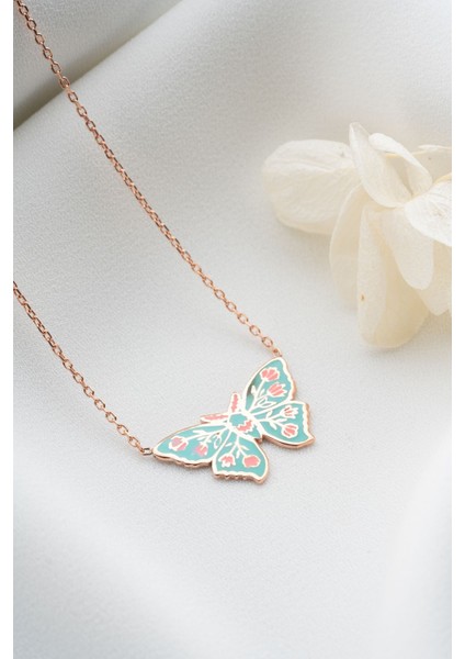 925 Ayar Gümüş Mineli Kelebek Kolye fırsatları