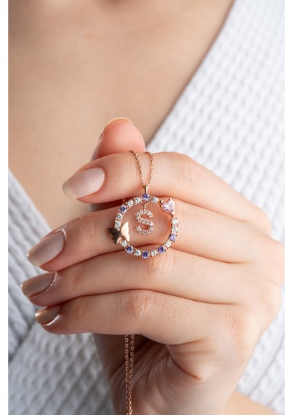 925 Ayar Gümüş Kelebekli Harf Kolye fiyatları