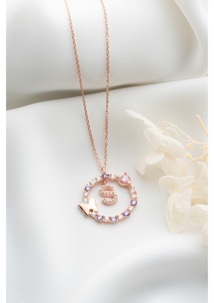 925 Ayar Gümüş Kelebekli Harf Kolye modelleri