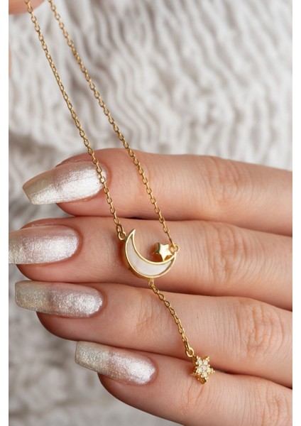 925 Ayar Gümüş Sallantılı Ay Yıldız Kolye fiyatları