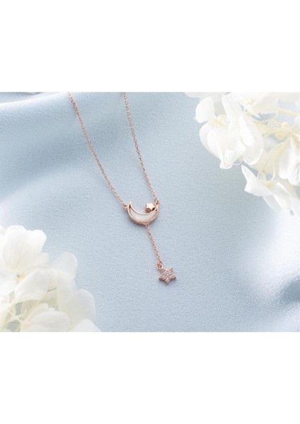 925 Ayar Gümüş Sallantılı Ay Yıldız Kolye modelleri