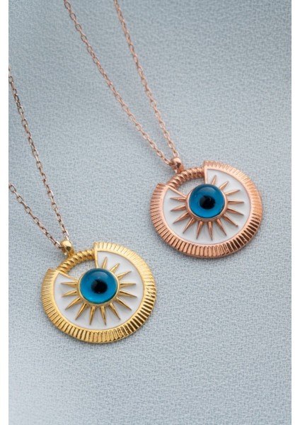 925 Ayar Gümüş Nazar Gözlü Pusula Kolye