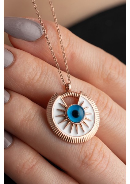 925 Ayar Gümüş Nazar Gözlü Pusula Kolye fiyatları
