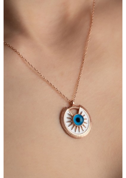 925 Ayar Gümüş Nazar Gözlü Pusula Kolye modelleri