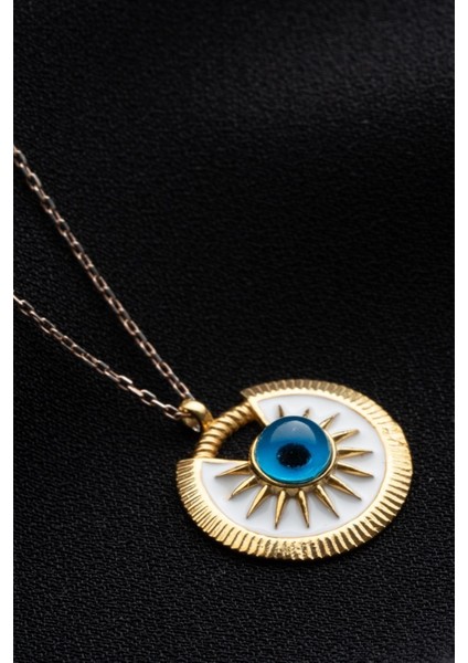 925 Ayar Gümüş Nazar Gözlü Pusula Kolye fırsatları