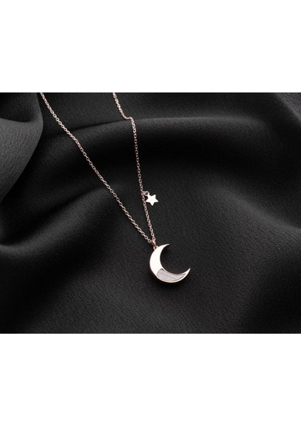 925 Ayar Gümüş Yıldızlı Hilal Kolye fırsatları