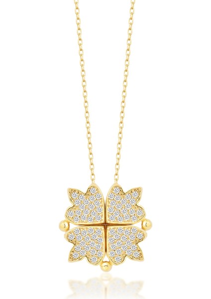 925 Ayar Gümüş Gold Mıknatıslı Kolye