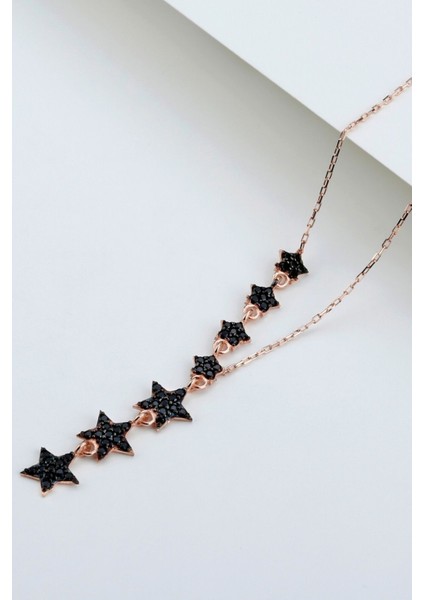 925 Ayar Gümüş Rose Sallantılı Yıldız Kolye