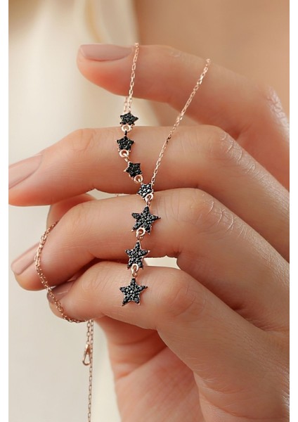 925 Ayar Gümüş Rose Sallantılı Yıldız Kolye fiyatları