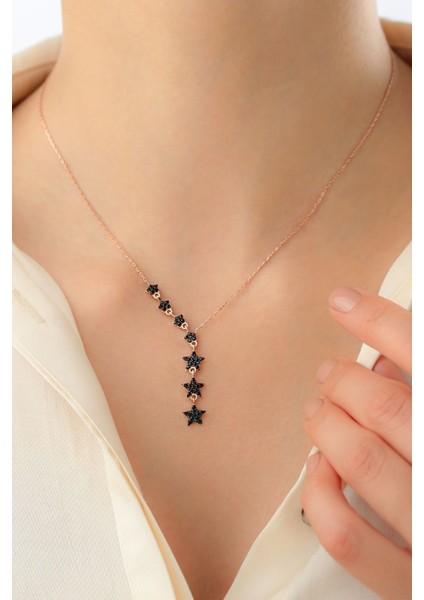 925 Ayar Gümüş Rose Sallantılı Yıldız Kolye modelleri