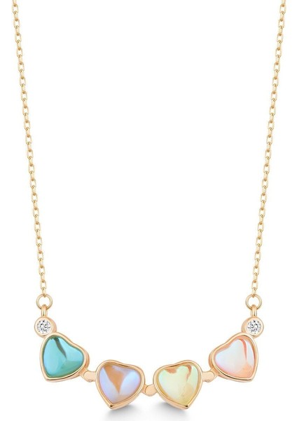 925 Ayar Gümüş Mıknatıslı Ayrılabilir 4 Kalpli Yonca Kolye