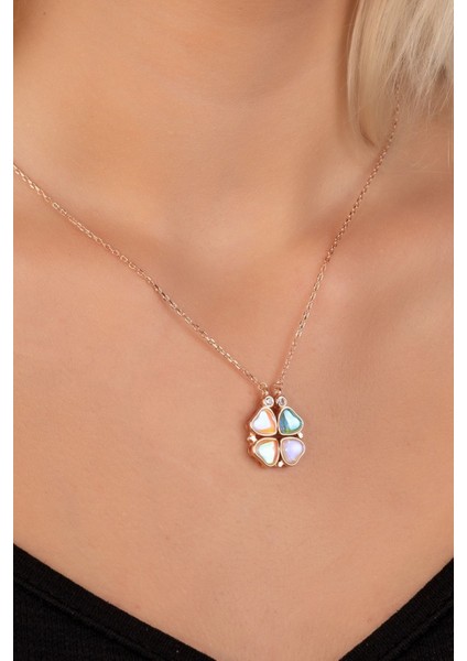 925 Ayar Gümüş Mıknatıslı Ayrılabilir 4 Kalpli Yonca Kolye fiyatları