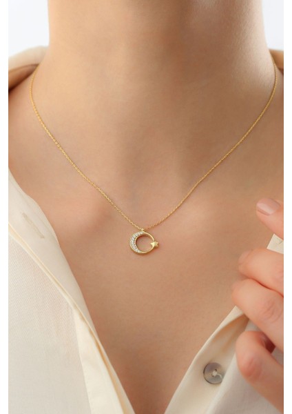 925 Ayar Gümüş Ay Yıldız Kolye modelleri